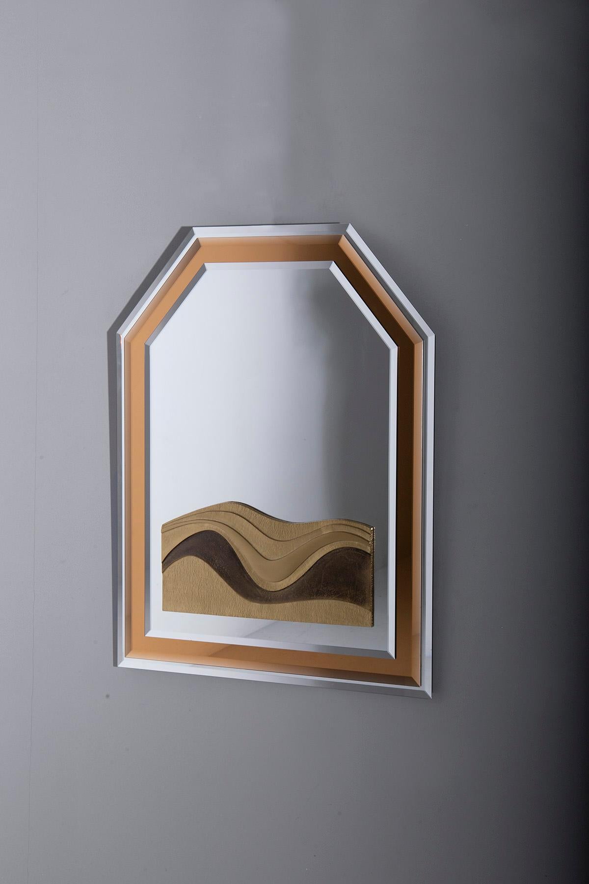 Italian wall mirror sculpture by Luciano Frigerio In Good Condition For Sale In Milano, IT