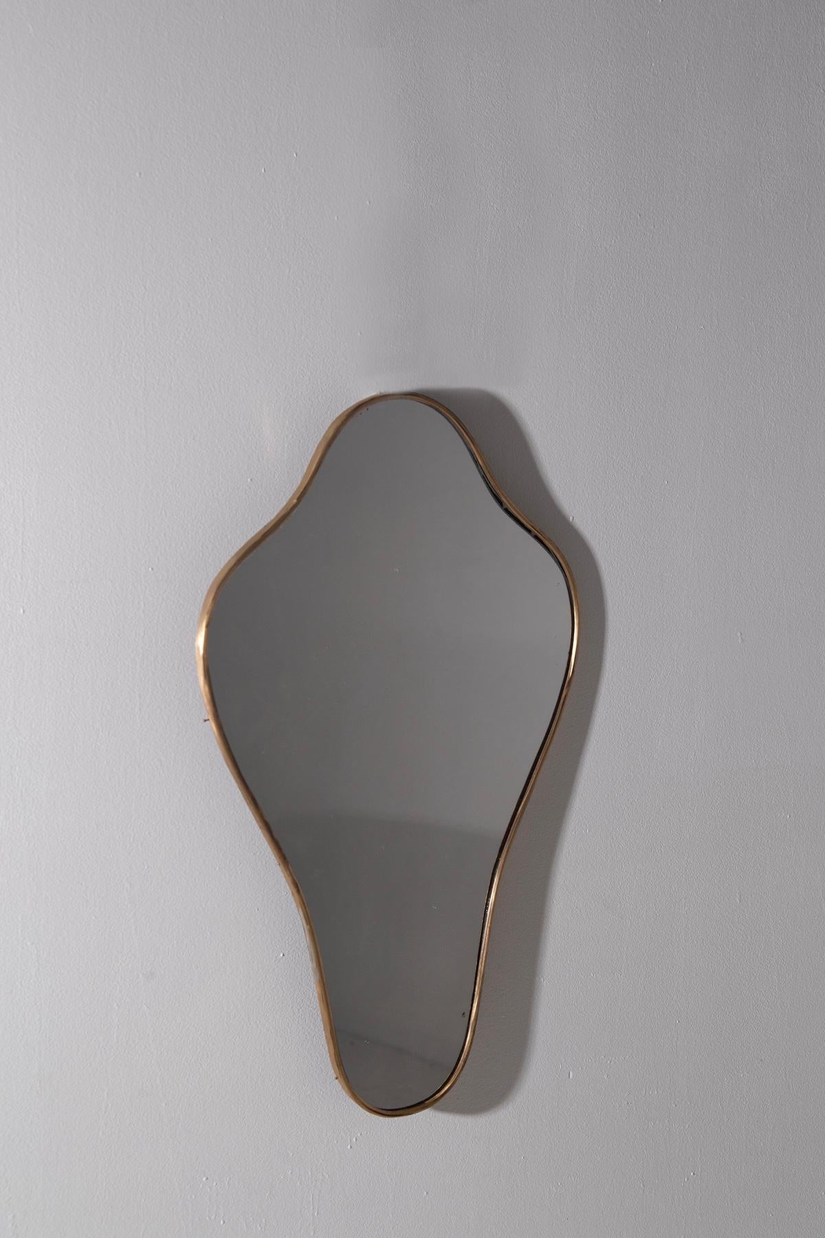 Mid-Century moderno Italian wall Mirror vintage in brass in vendita