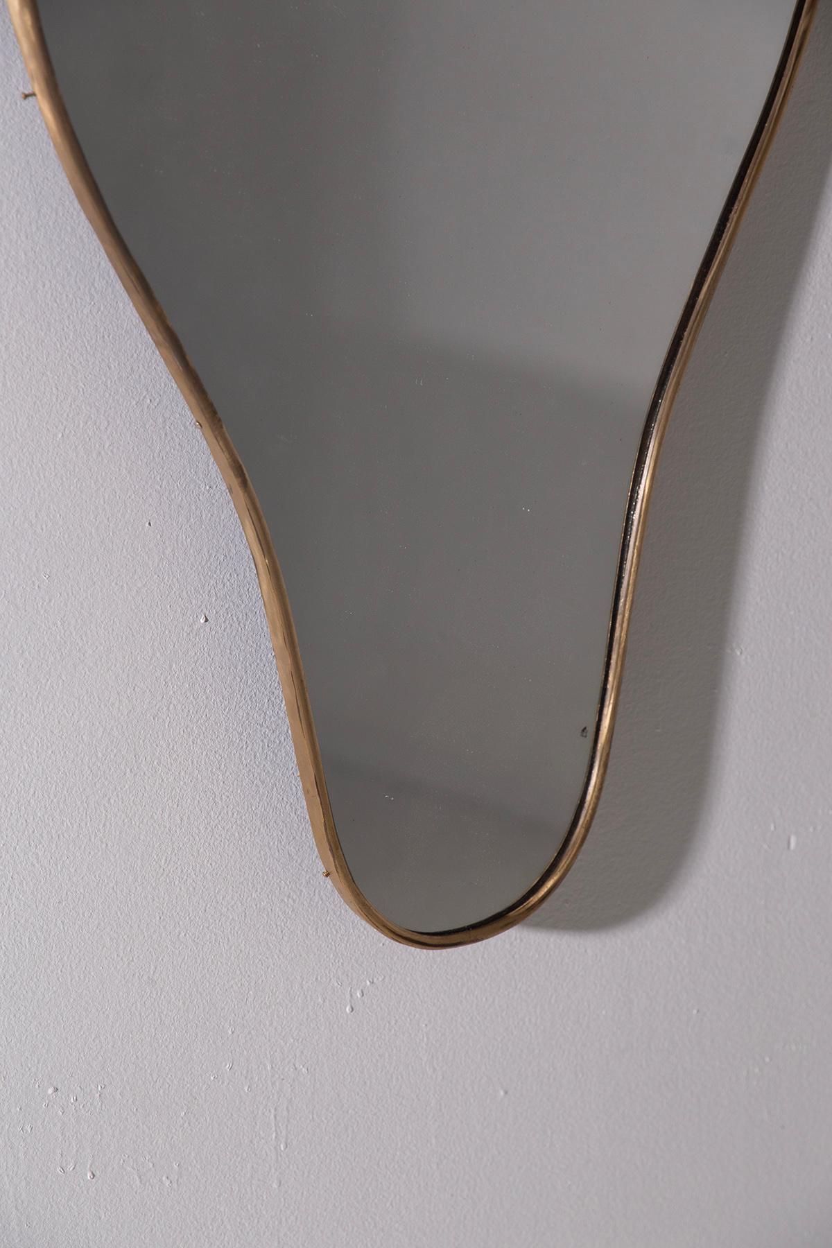 Mid-20th Century Italian wall Mirror vintage in brass in vendita