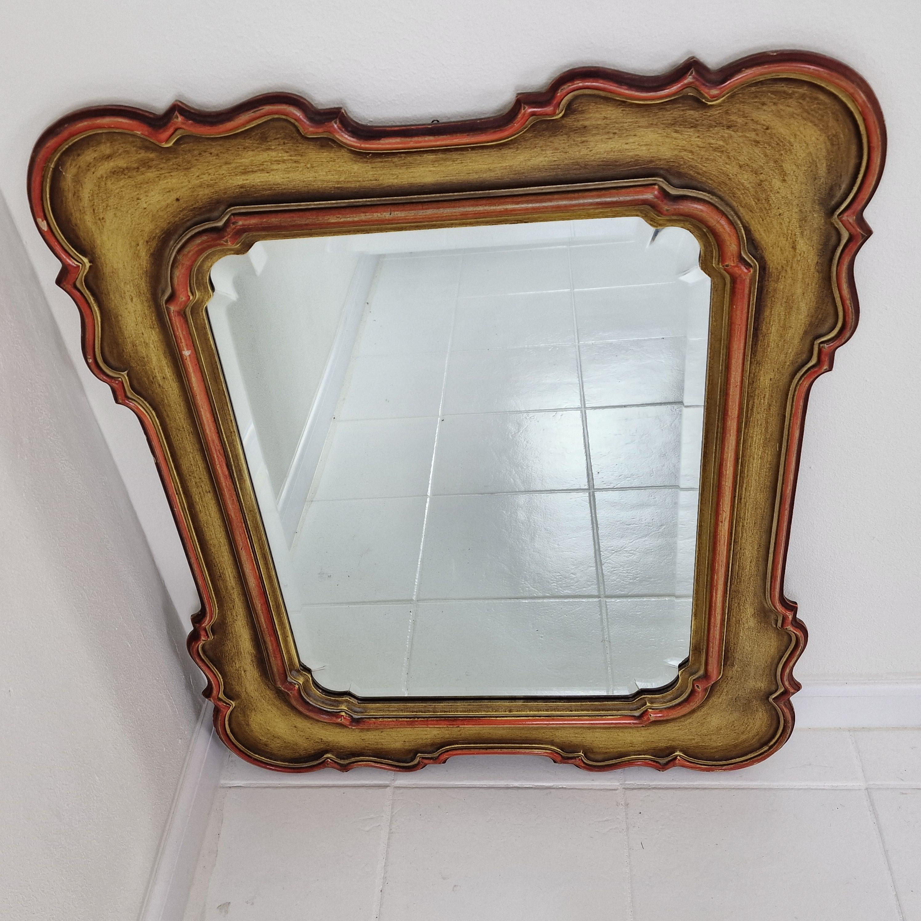 20th Century Italian Wall Mirror with Facet Cut Glass, 1900s For Sale
