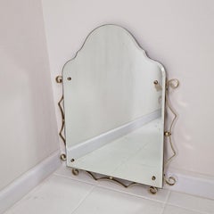 Espejo de pared italiano con cristal tallado facetado y marco rizado dorado, años 70