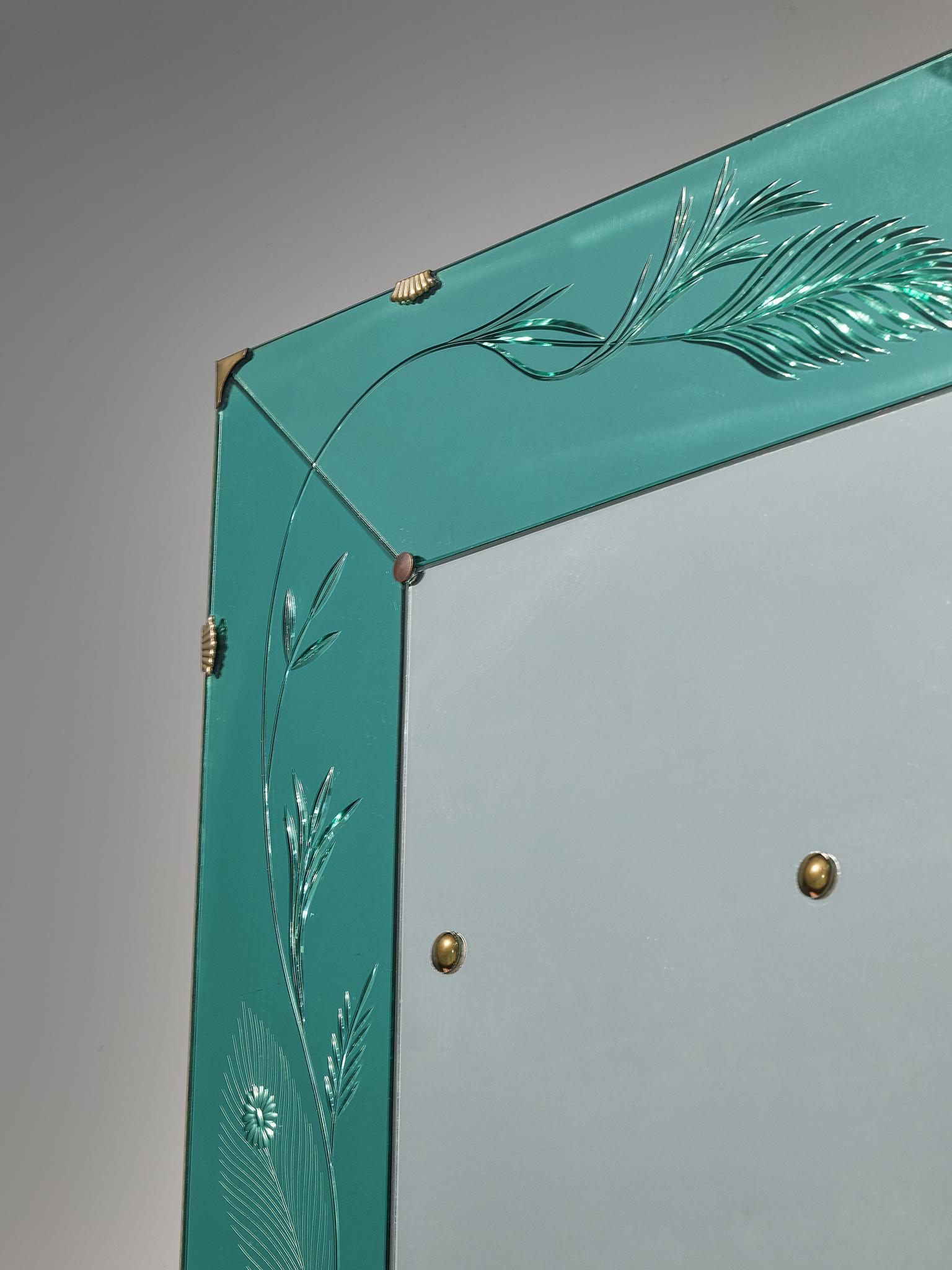 Elegant Italian Wall Mirror with Turquoise Ledge For Sale 1