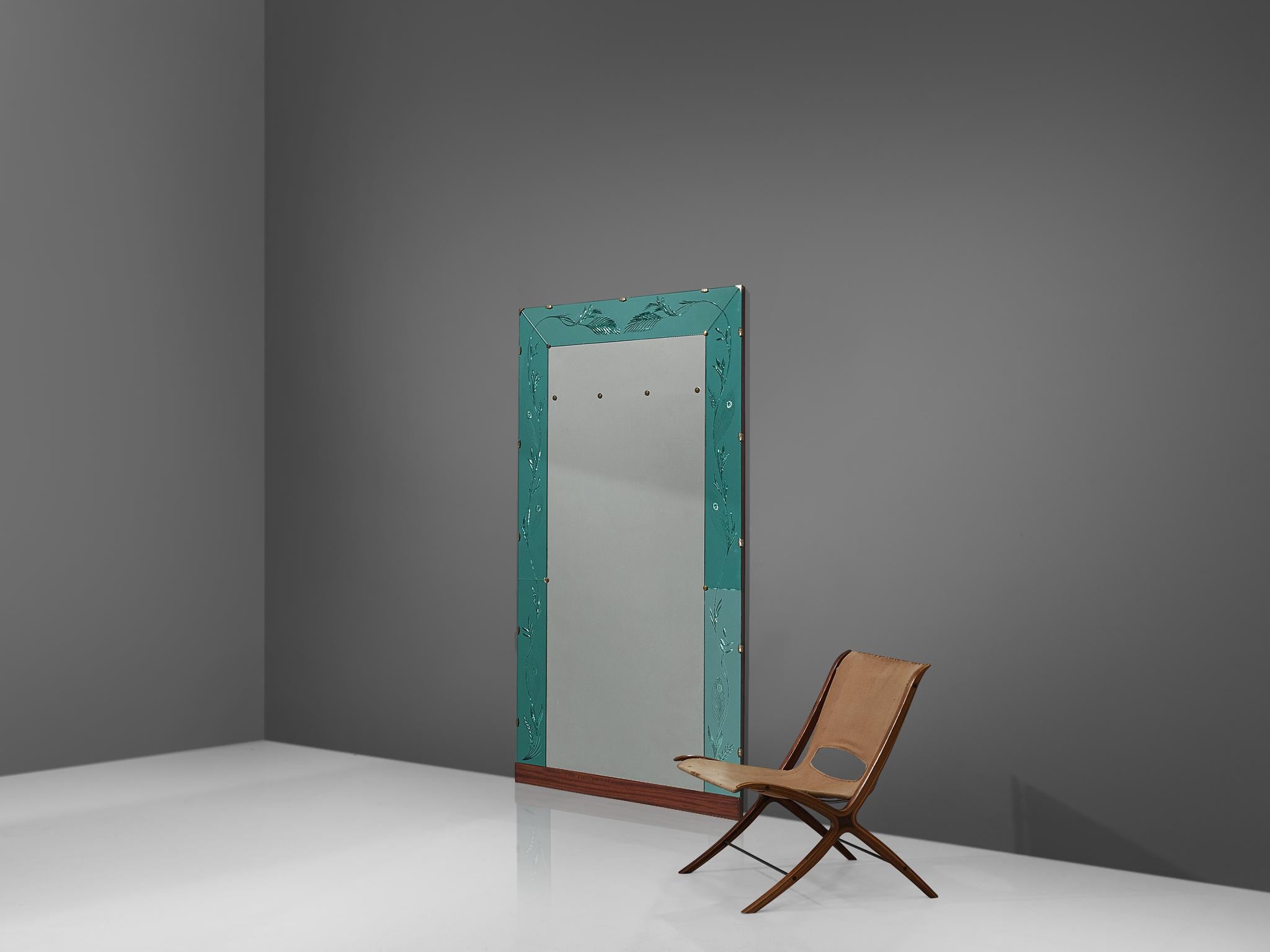 Elegant Italian Wall Mirror with Turquoise Ledge For Sale 2