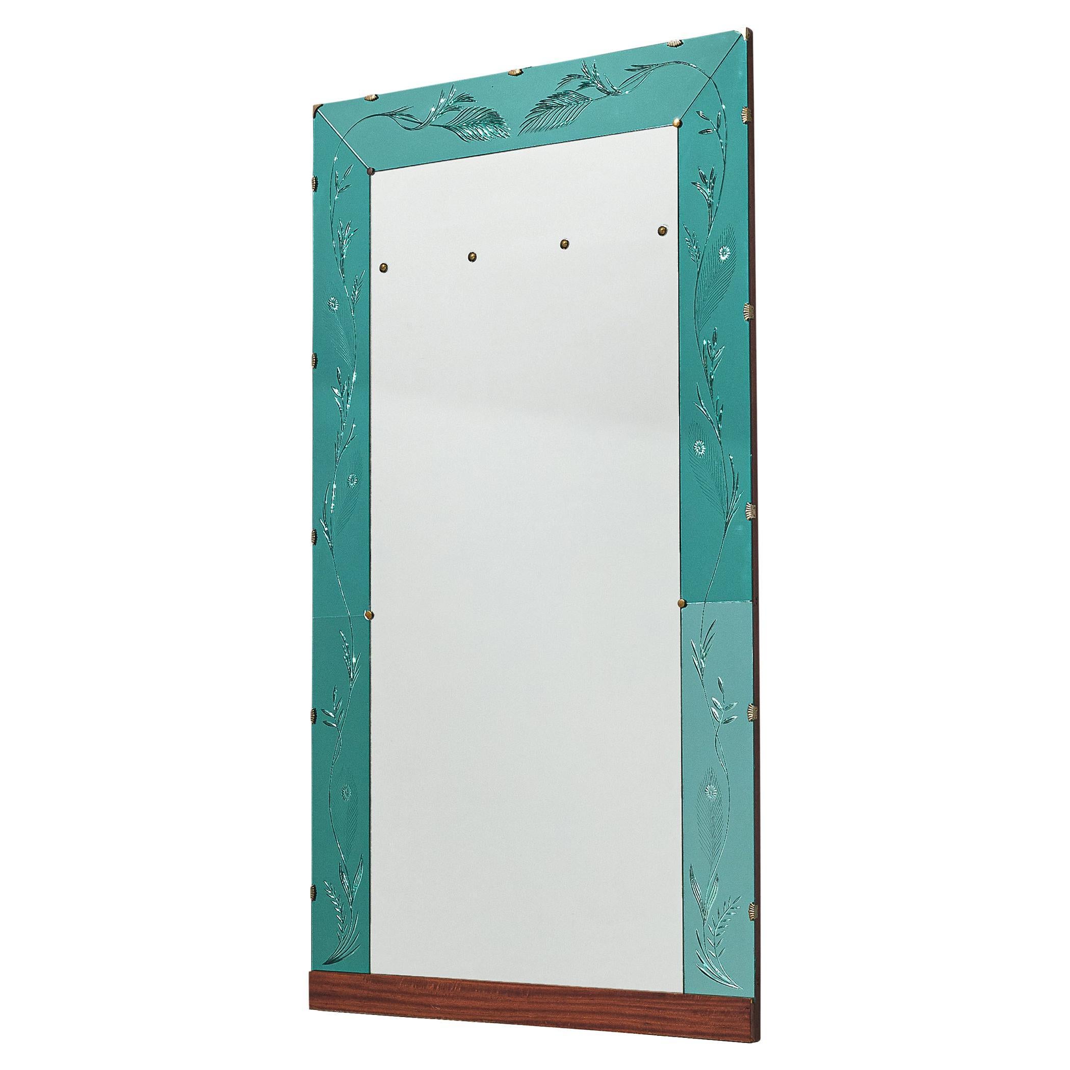 Elegant Italian Wall Mirror with Turquoise Ledge For Sale