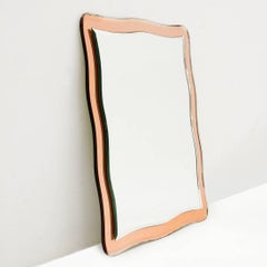 Italian Wall Mirror with Pink Mirror Frame, 1970s