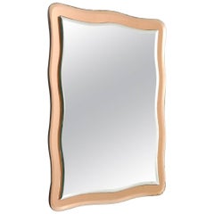 Italian Wall Mirror with Pink Mirror Frame, 1970s