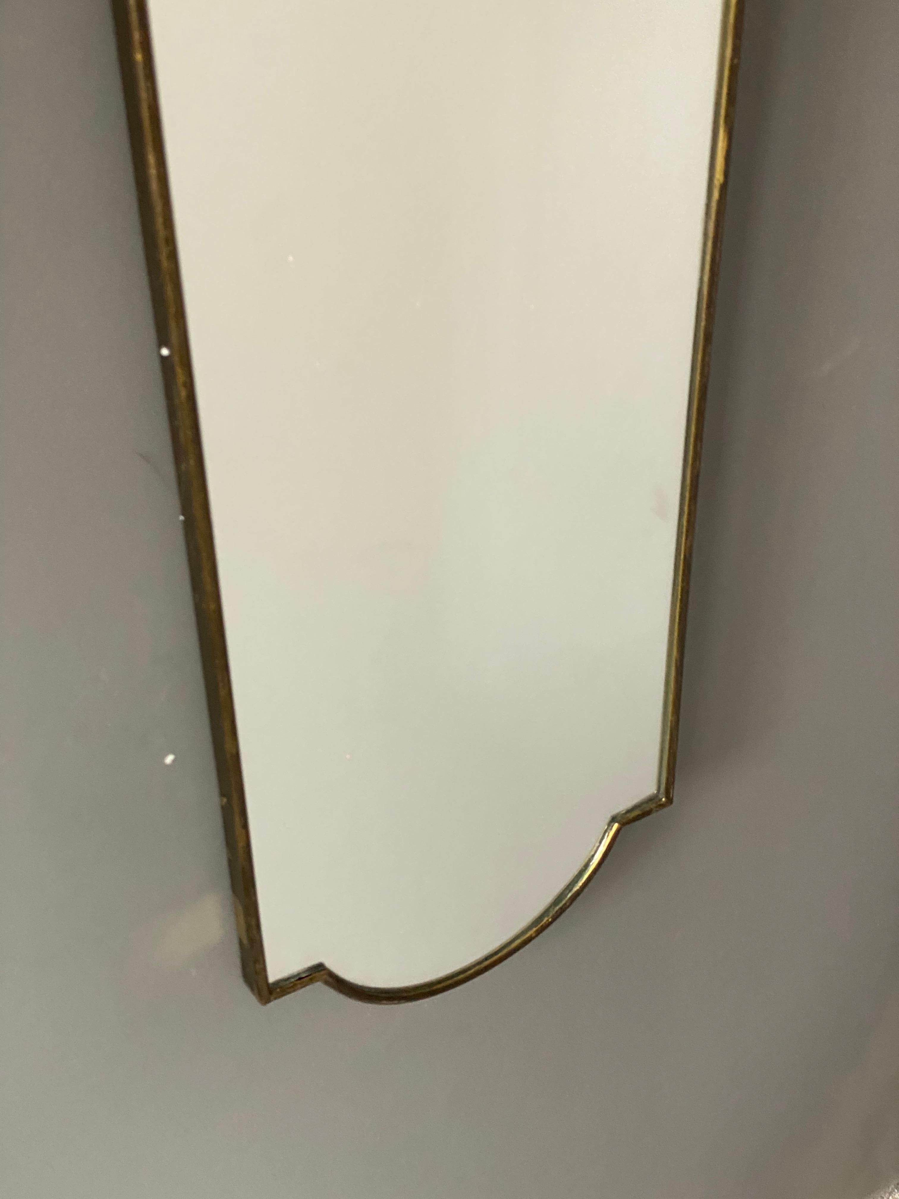 Mid-Century Modern Italian, Wall Mirrors, Brass, Mirror Glass, Italy, 1940s