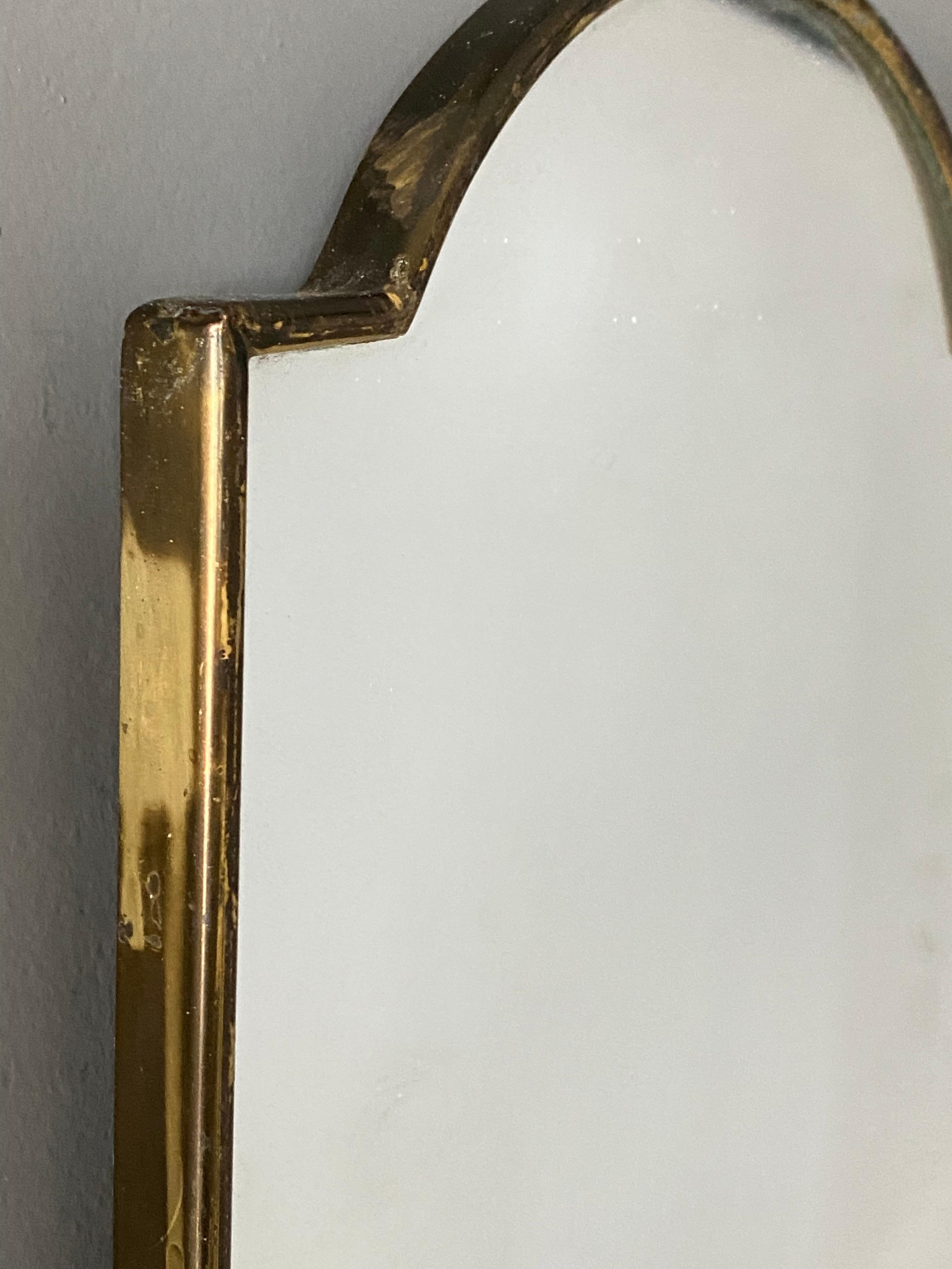 Mid-20th Century Italian, Wall Mirrors, Brass, Mirror Glass, Italy, 1940s