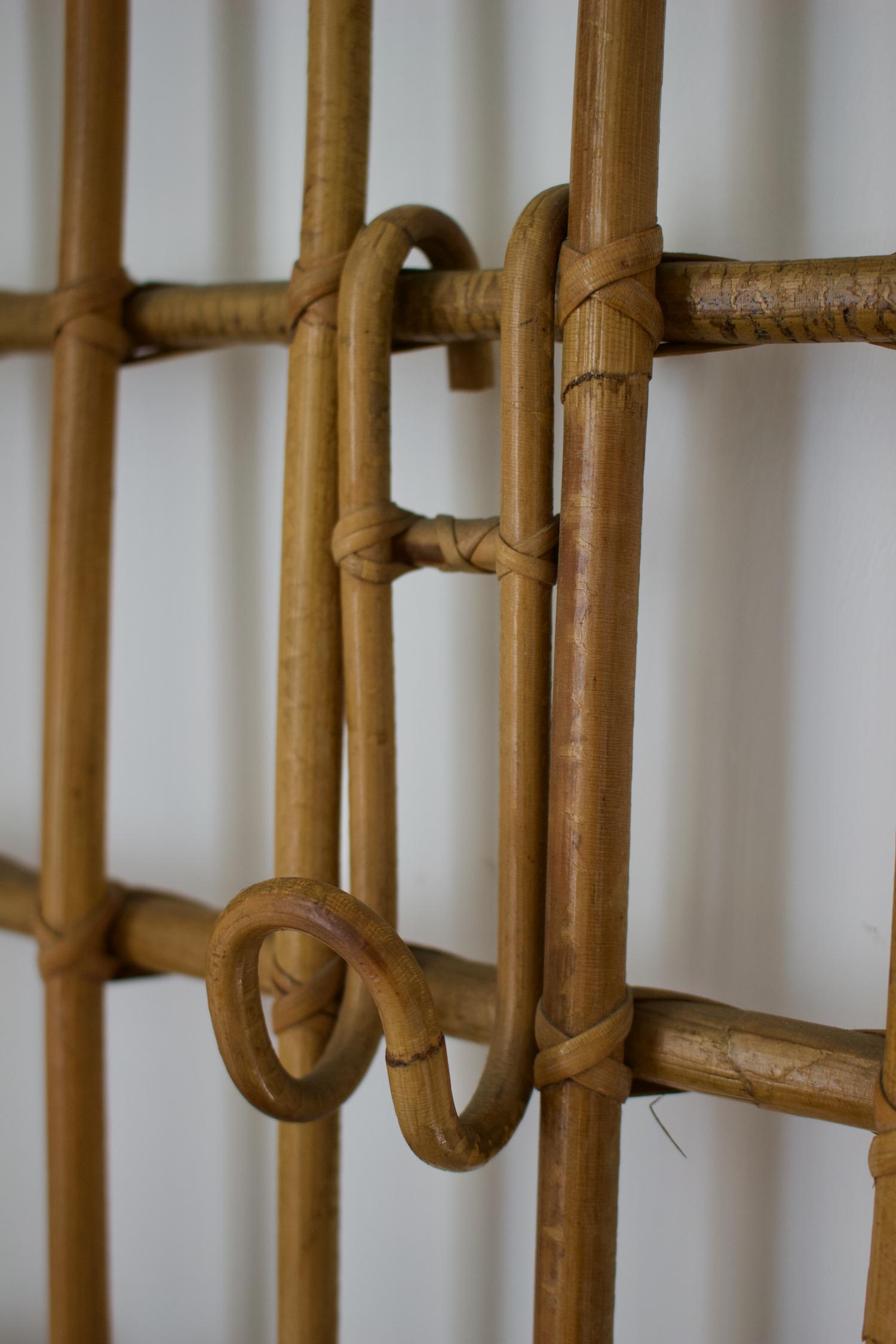 Italian Wall-Mounted Bamboo Coat Rack, Mid-20th Century For Sale 2