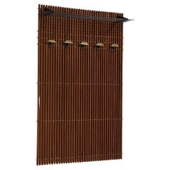 Italian Wall-Mounted Hall-Stand in Mahogany with Five Hangers
