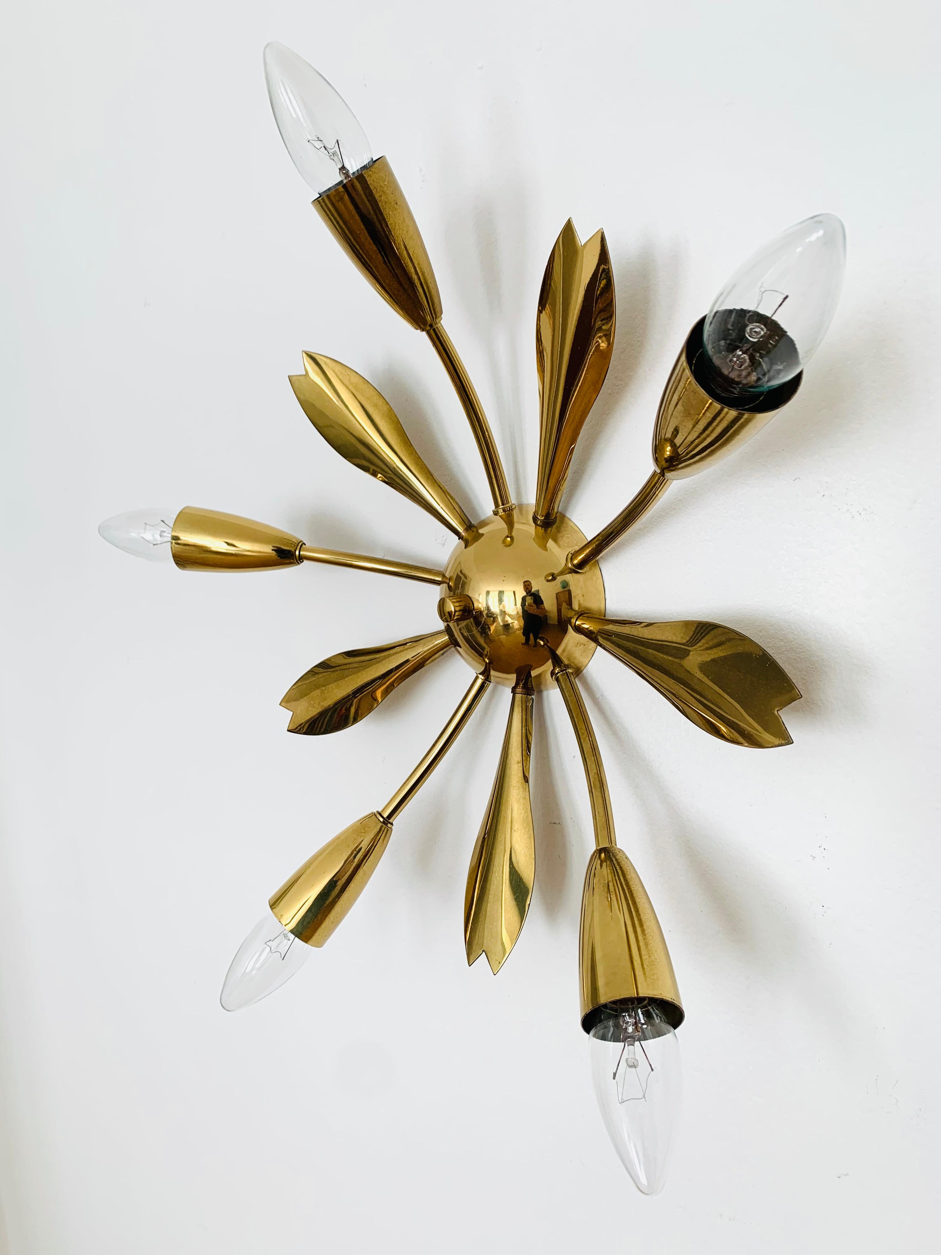 Brass Italian Wall or Ceiling Lamp For Sale