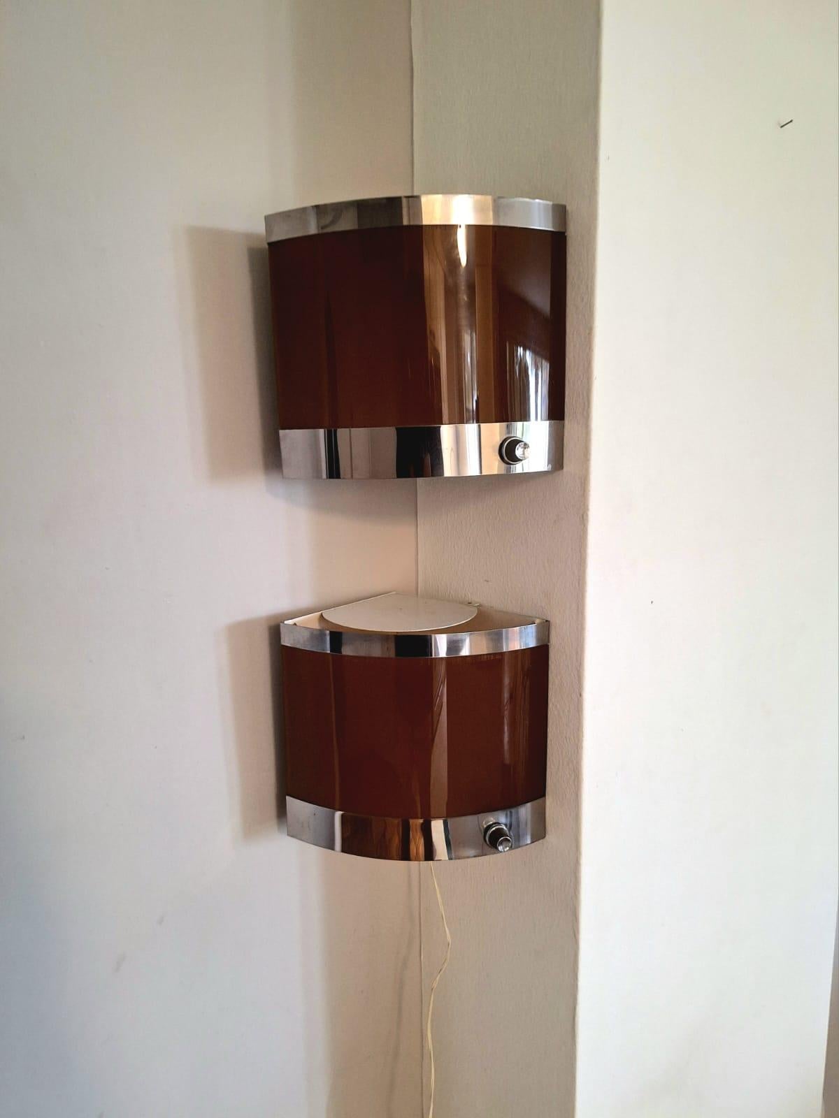 Italian Wall Sconces for the Corner from 1970 s For Sale 1