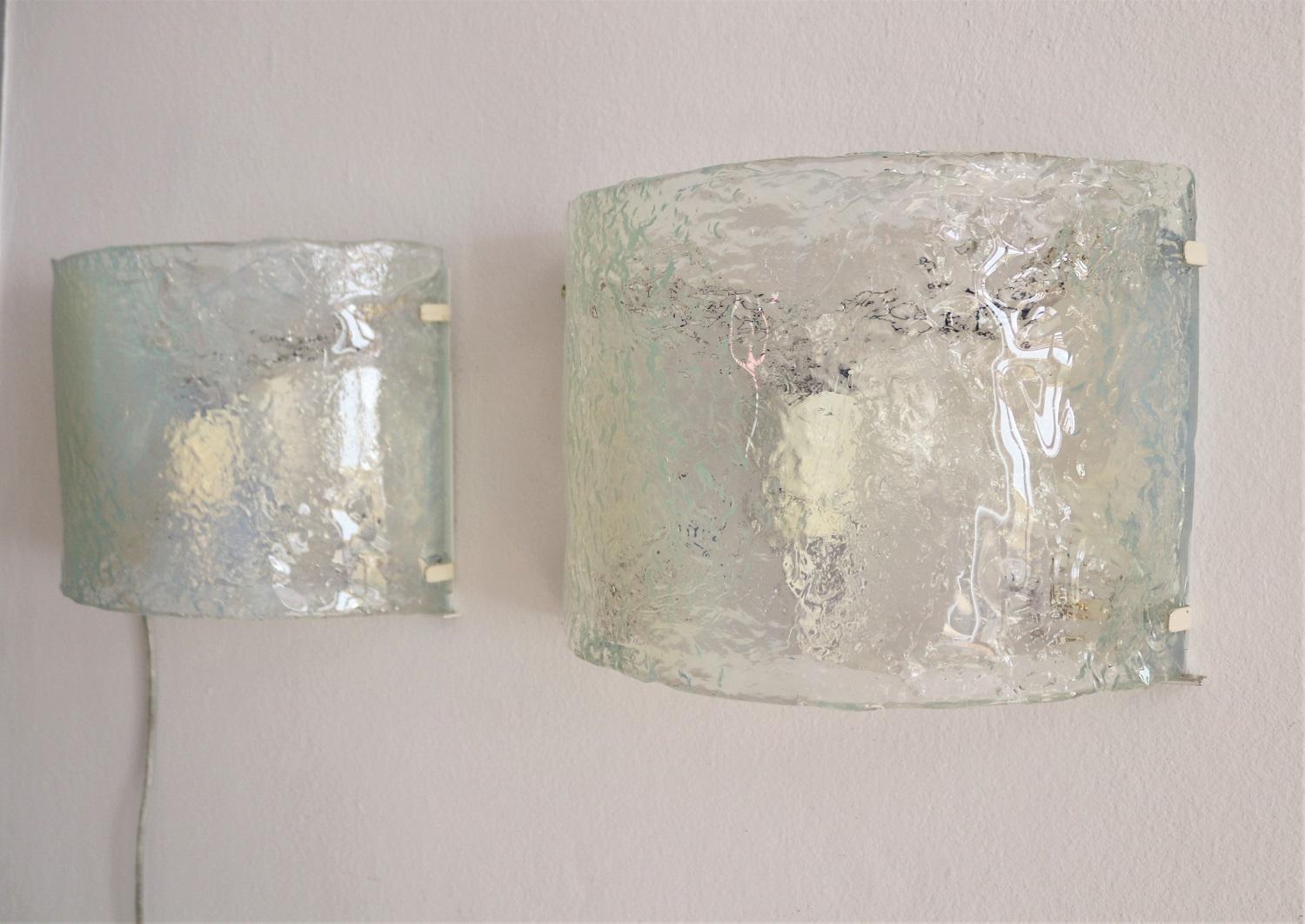 Italian Midcentury Wall Sconces in Opaline Murano Glass by Carlo Nason, 1970s For Sale 4