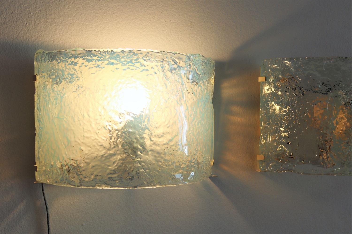 Italian Midcentury Wall Sconces in Opaline Murano Glass by Carlo Nason, 1970s For Sale 5