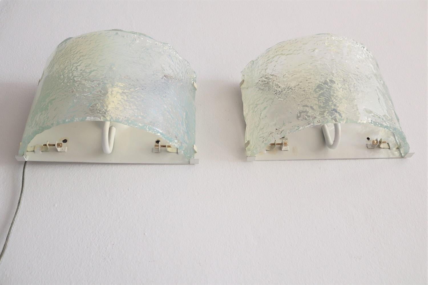 Italian Midcentury Wall Sconces in Opaline Murano Glass by Carlo Nason, 1970s For Sale 6