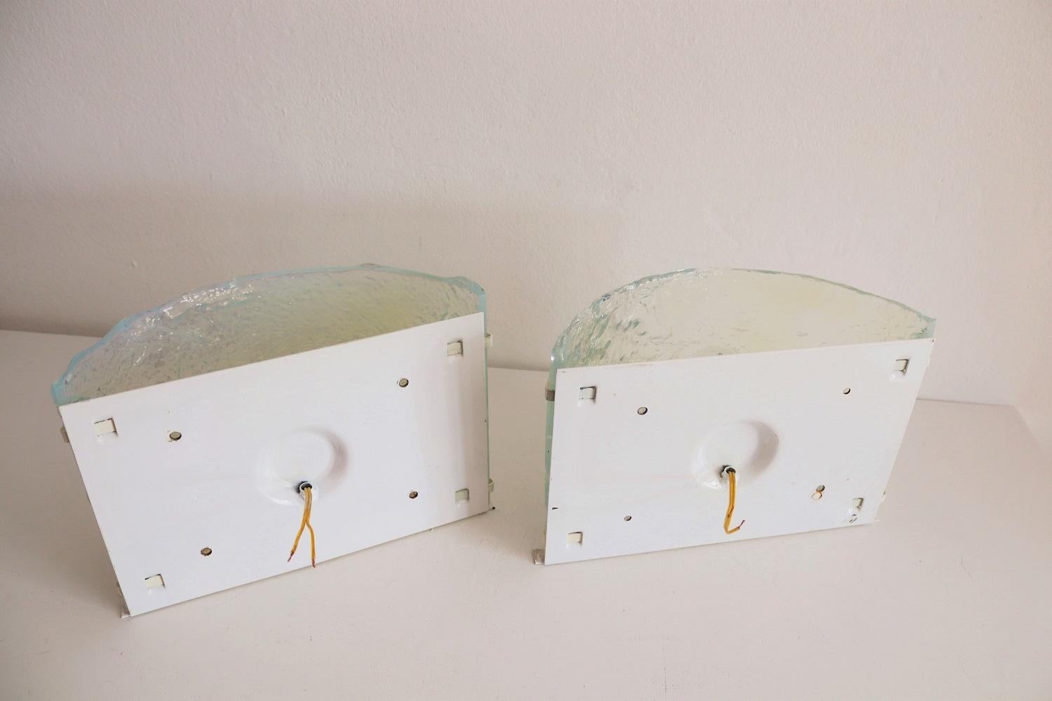 Italian Midcentury Wall Sconces in Opaline Murano Glass by Carlo Nason, 1970s For Sale 8