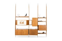 Italian Wall Unit in Beech Style of Gio Ponti