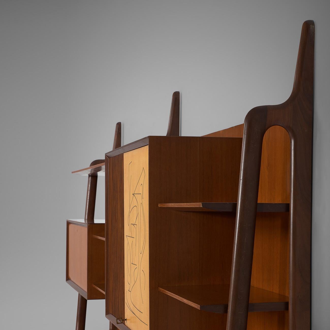 Italian Wall Unit in Rosewood and Maple 1