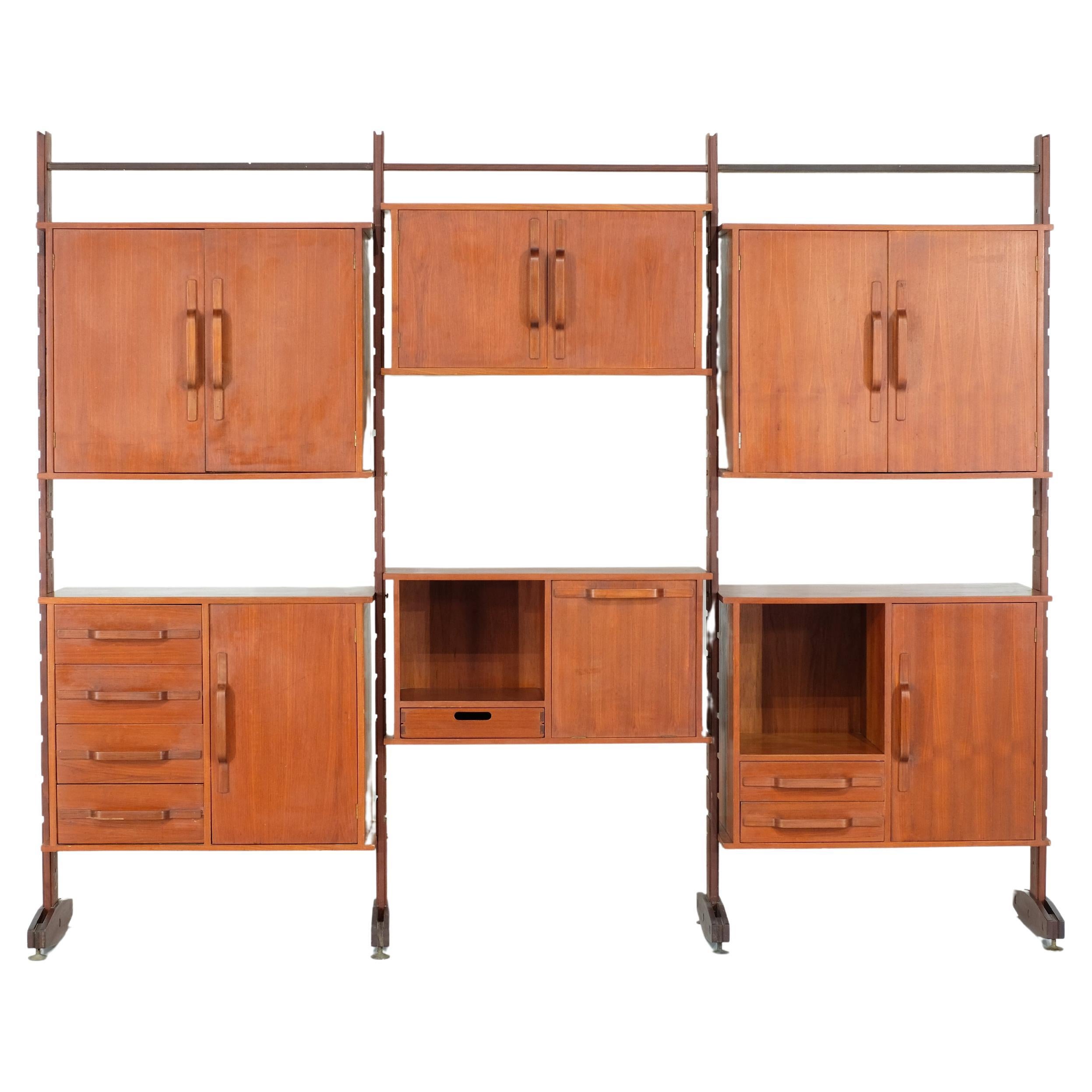 Italian wall unit in teak - 1960s