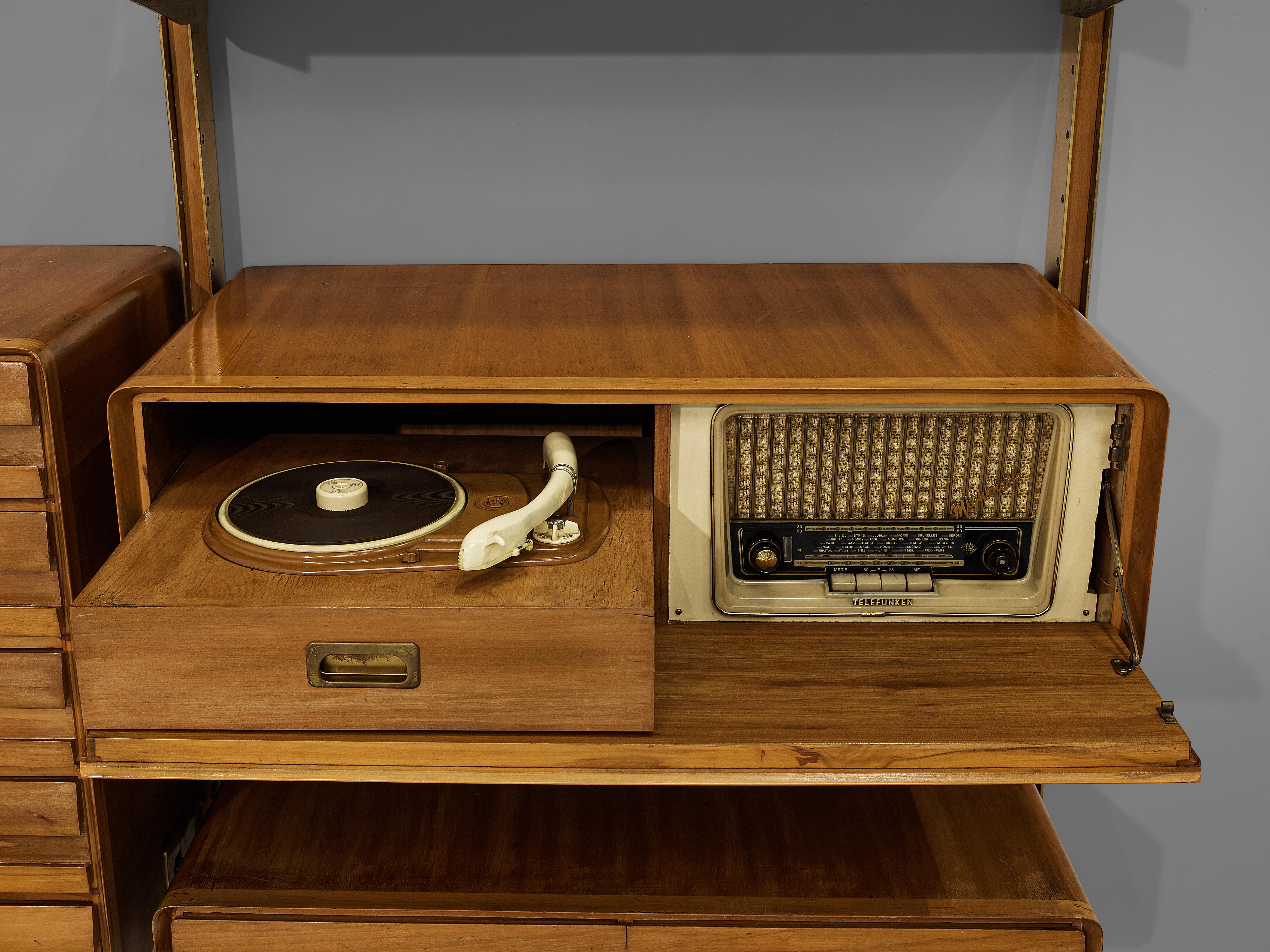 Italian Wall Unit in Walnut and Brass 5