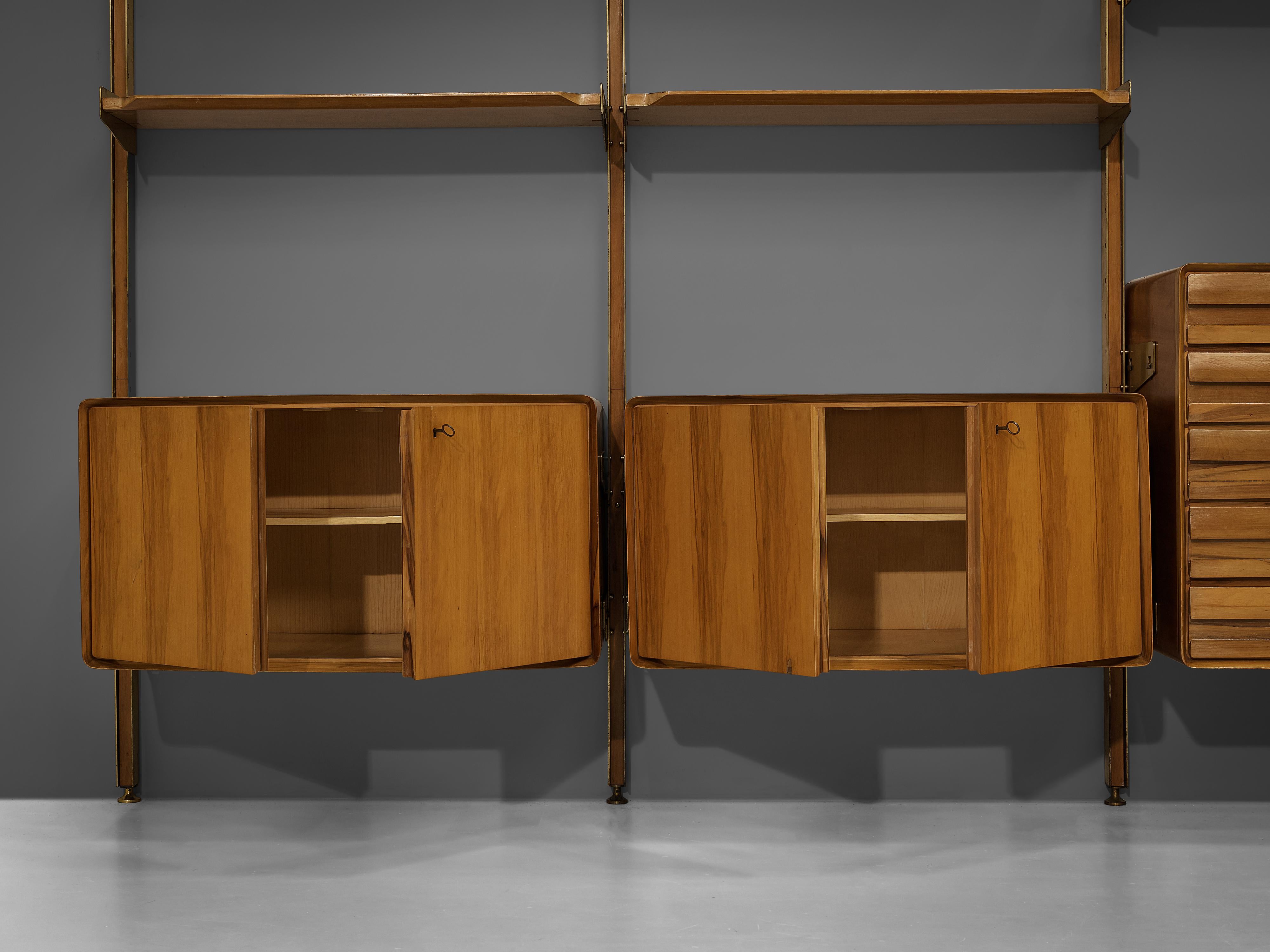 Italian Wall Unit in Walnut and Brass 6