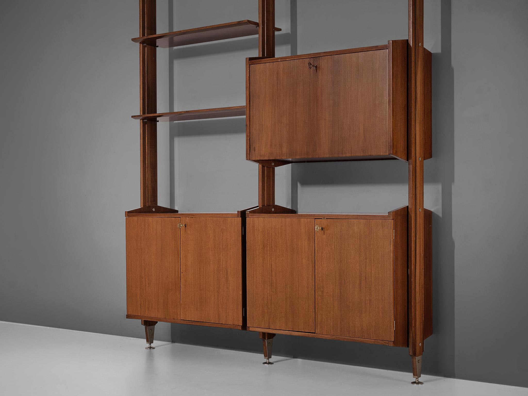 Mid-Century Modern Italian Wall Unit in Walnut