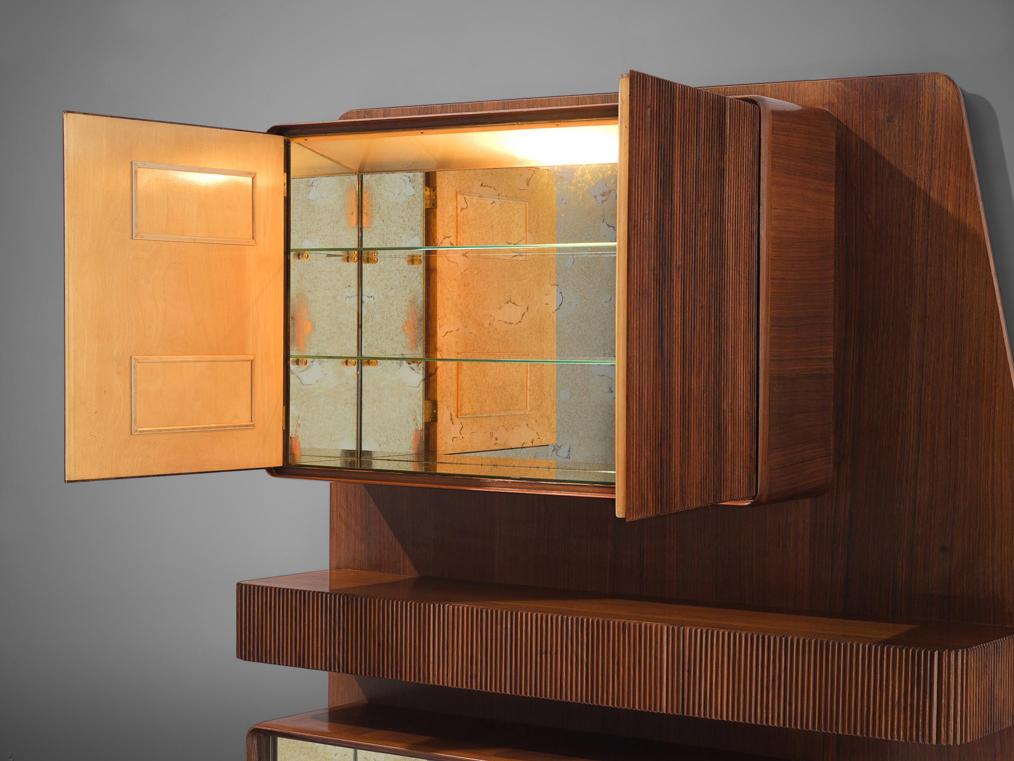 Mid-20th Century Italian Wall Unit with Rosewood and Ceramic