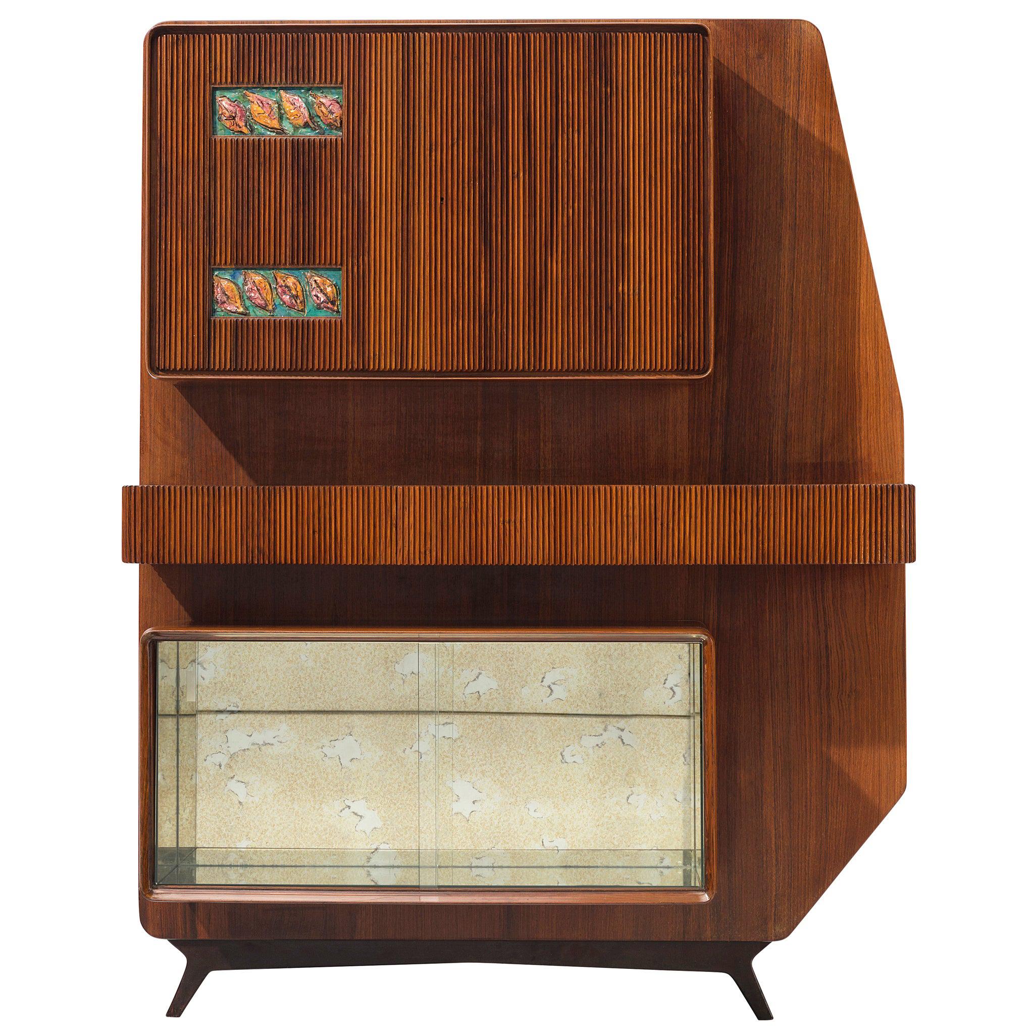 Italian Wall Unit with Rosewood and Ceramic