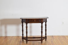 Italian Walnut 1-Drawer Console Table, 18thc