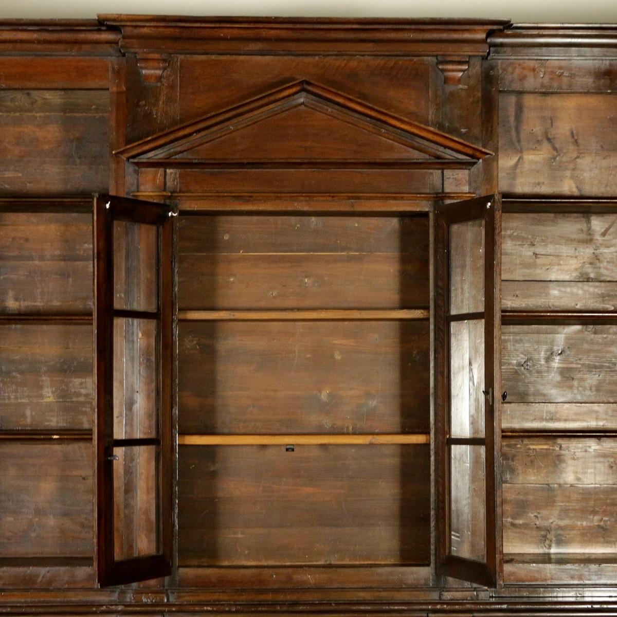 Neoclassical Italian Walnut 18th Century Library Bookcase Panneling