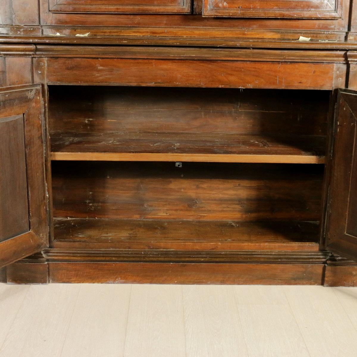 Italian Walnut 18th Century Library Bookcase Panneling 1