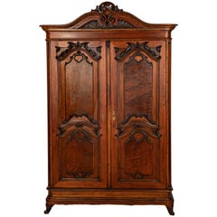 Antique Italian Walnut 2-Door Armoire