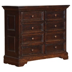 Antique Italian Walnut 8-Drawer Petite Cassettone, Late 18th Century