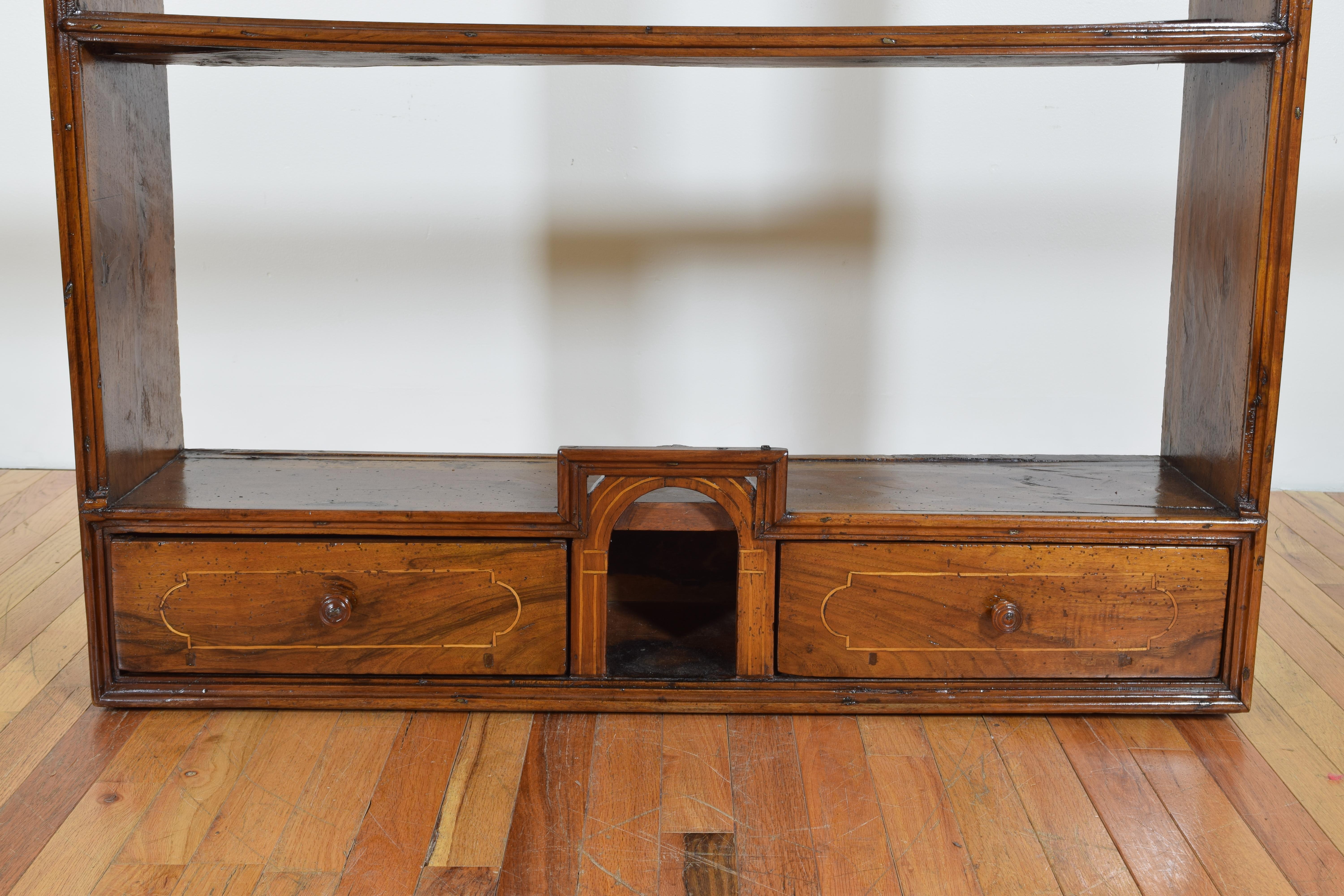Italian Walnut and Band Inlaid Wall Shelf from the Early 18th Century 1
