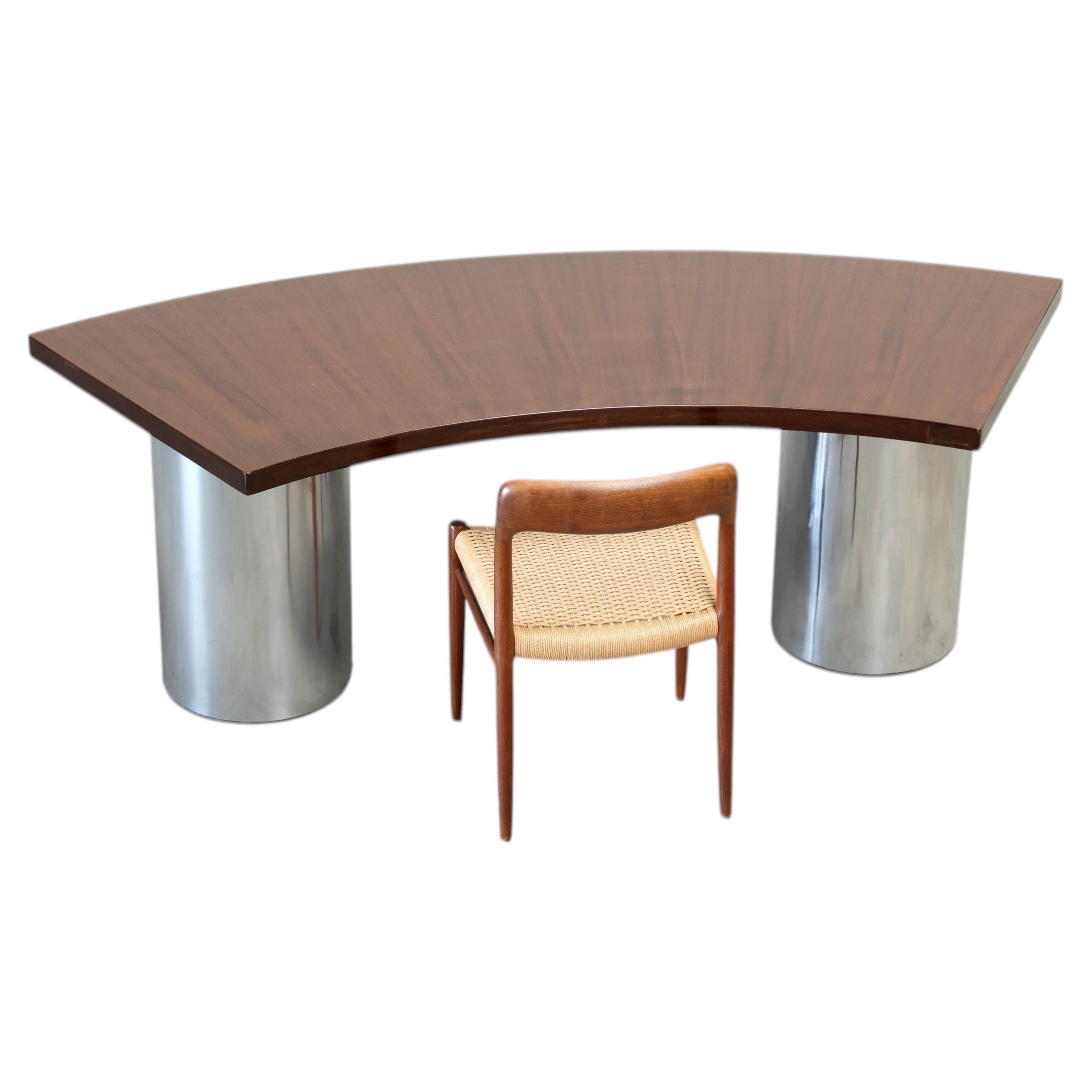 Italian walnut and chrome desk