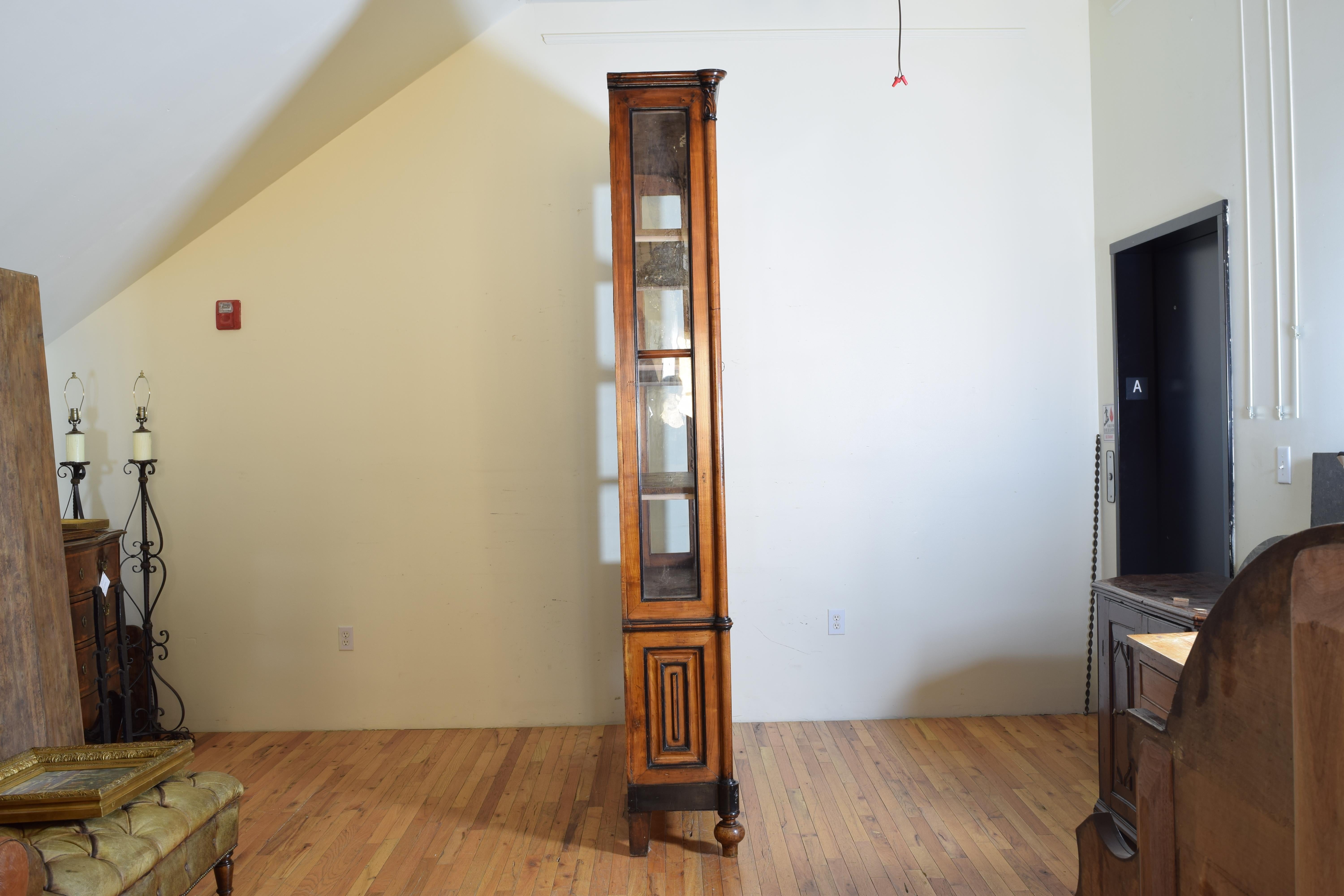 Italian Walnut and Ebonized Tall 2-Piece Bookcase Cabinet, Mid-19th Century In Good Condition In Atlanta, GA