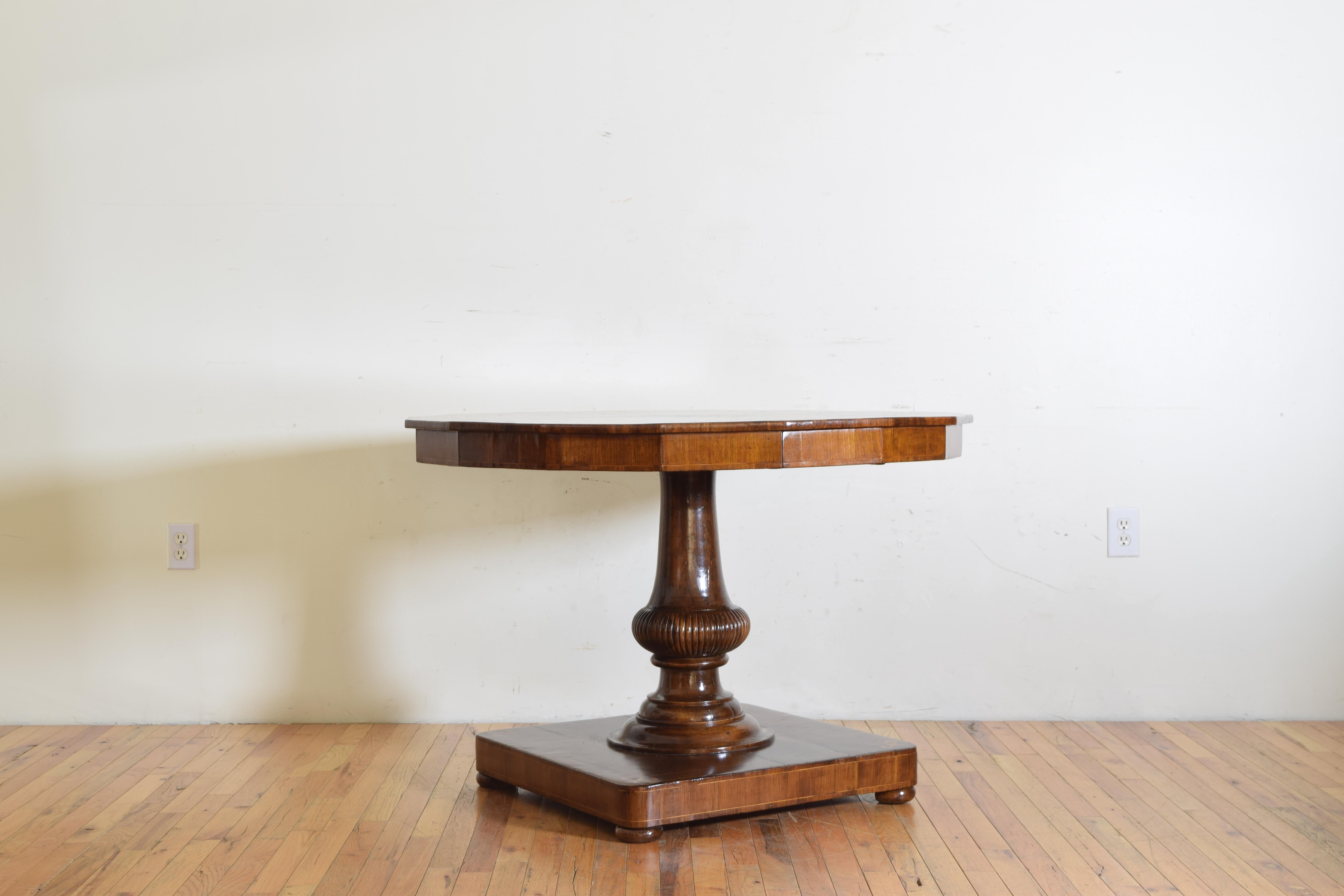 Italian Walnut and Fruitwood Inlaid Center Table, Early 19th Century 1