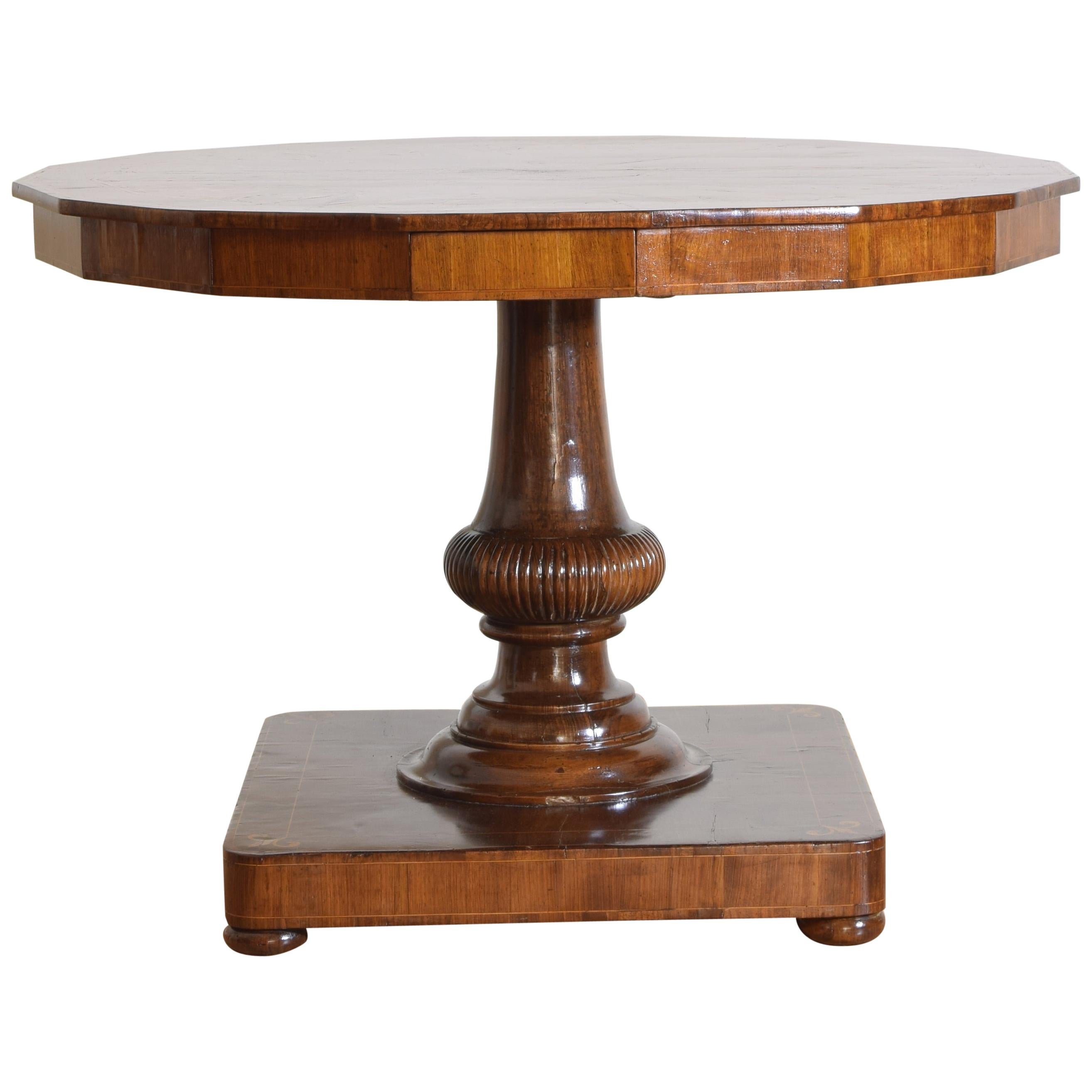 Italian Walnut and Fruitwood Inlaid Center Table, Early 19th Century