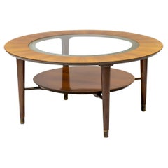 Mesa de centro italiana de nogal y cristal, 1955