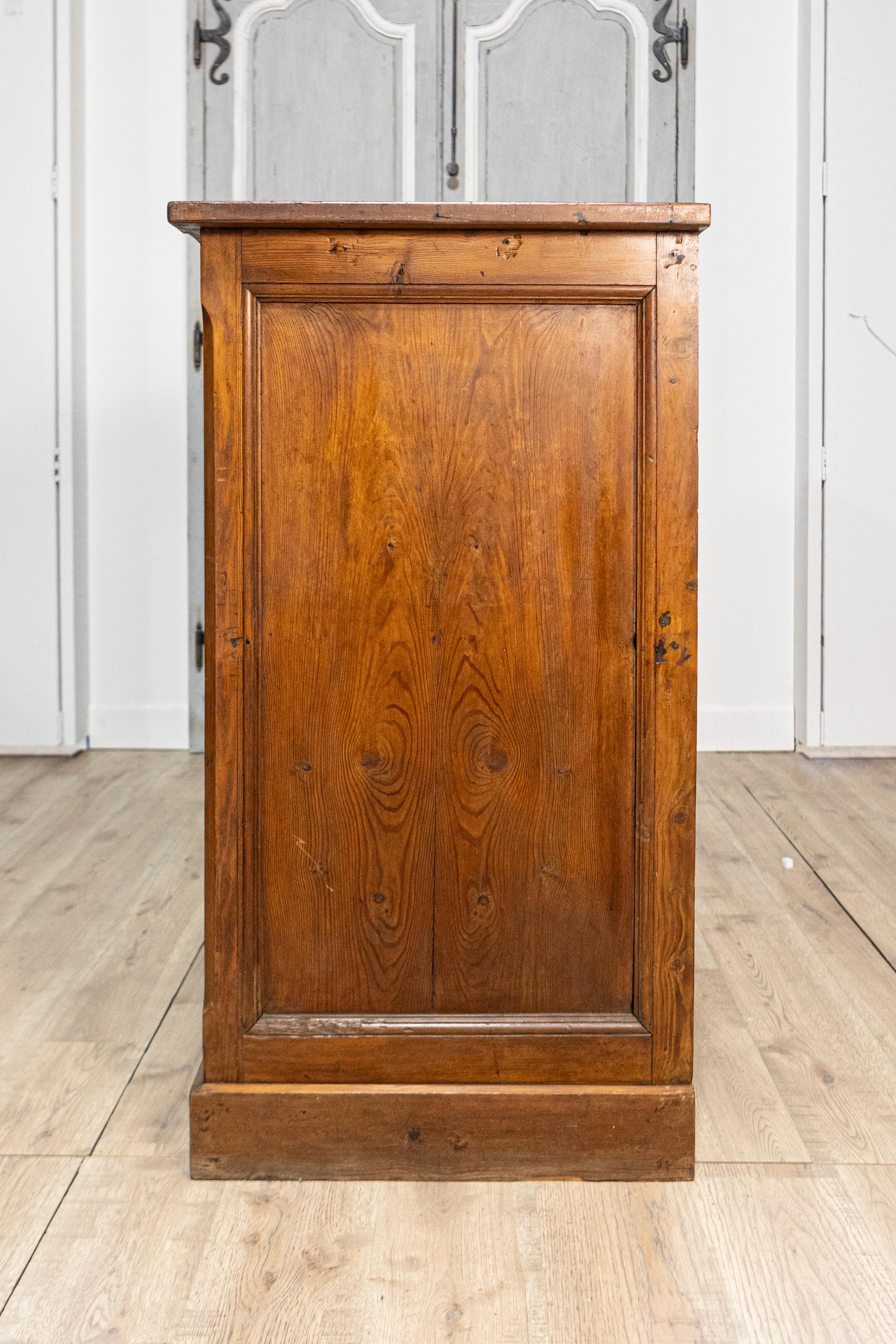 Italian Walnut and Iron Pastaia Shop Cabinet with Nine Drawers and Glass Panels For Sale 2
