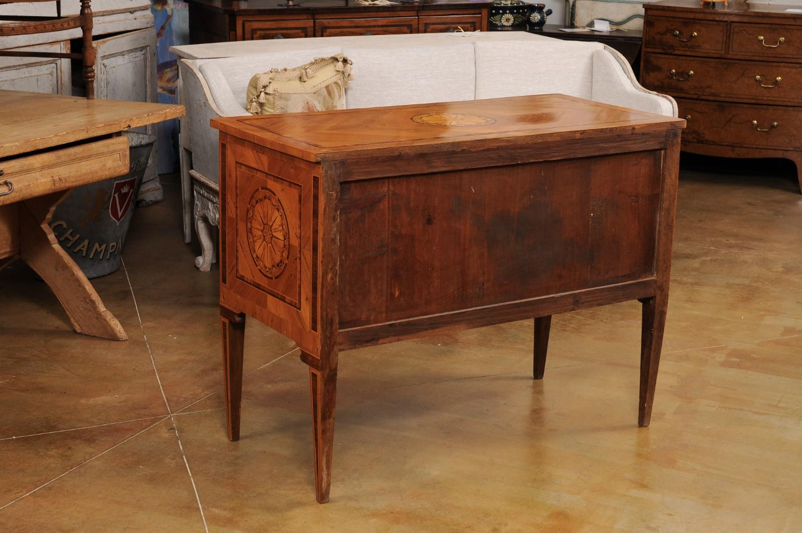 Italian Walnut and Mahogany Two-Drawer Commode with Marquetry, circa 1900 5