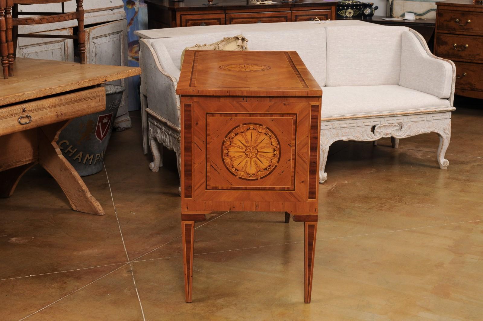 Italian Walnut and Mahogany Two-Drawer Commode with Marquetry, circa 1900 6