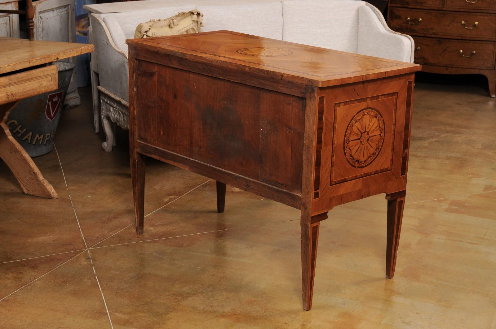 Italian Walnut and Mahogany Two-Drawer Commode with Marquetry, circa 1900 3