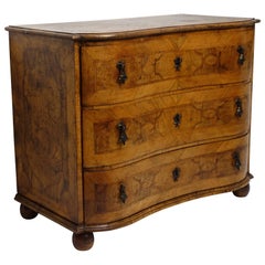 Italian Walnut and Olivewood Inlaid Chest of Drawers