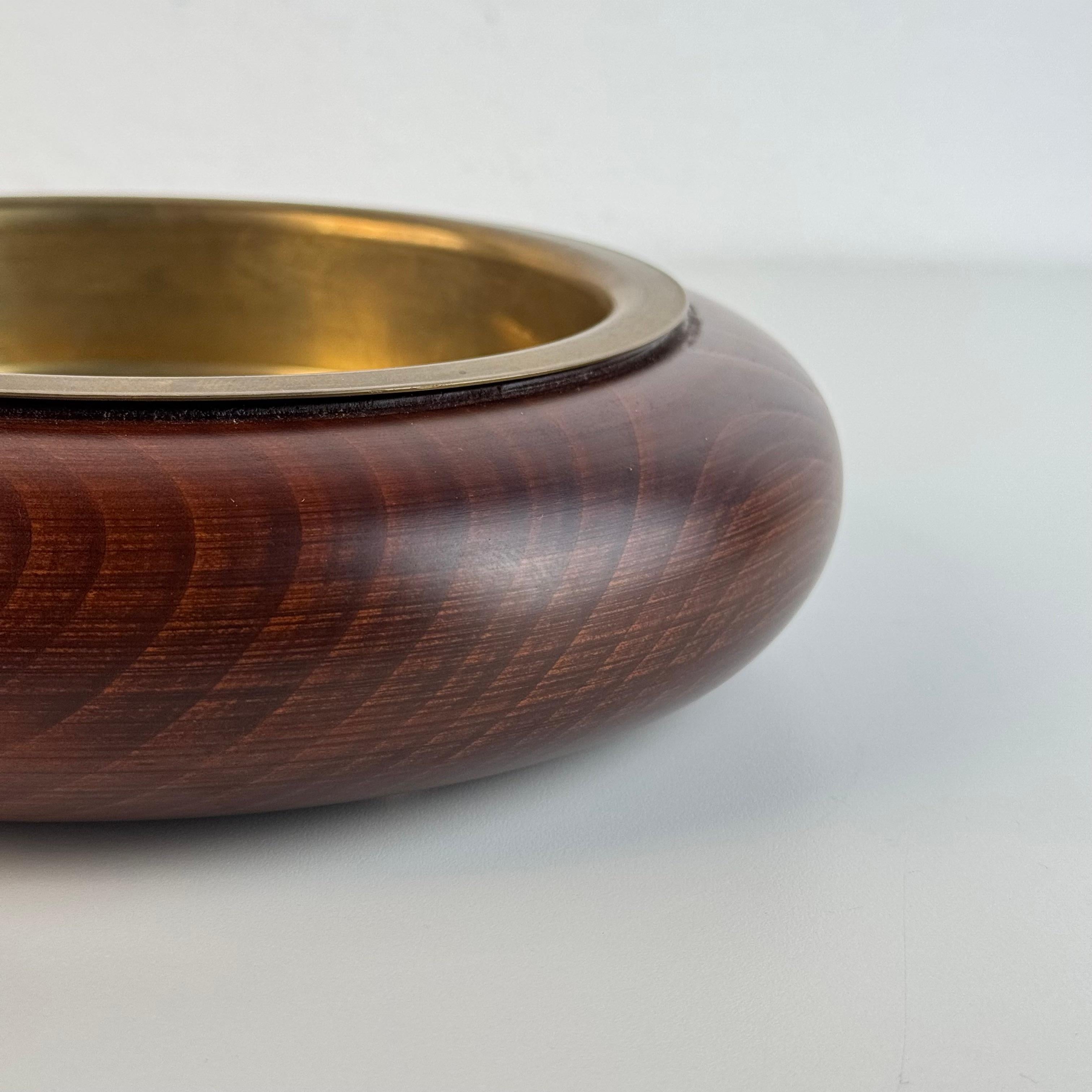 Italian Walnut and Patinated Brass Vide-Poche / Ashtray by Sandro Petti, Liwan's im Angebot 2