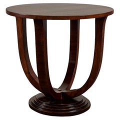 Italian Walnut Art Deco Round Side Table