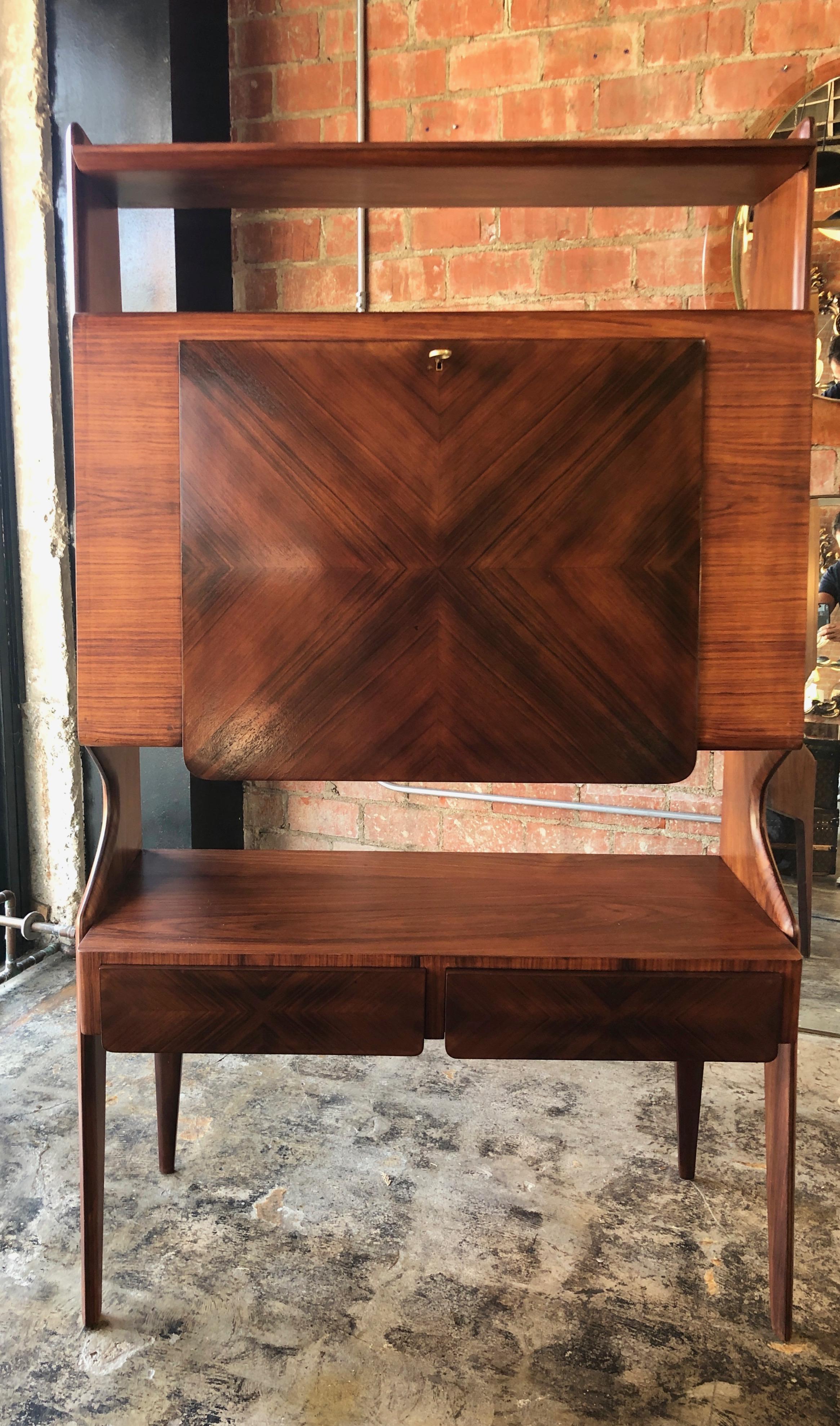 Mid-Century Modern Italian Walnut Bar Cabinet by Vittorio Dassi, 1950s