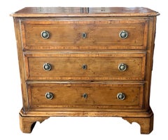 Italian Walnut Baroque Chest Of Drawers With Cross-Banded Walnut Veneer