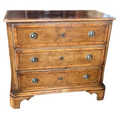 Italian Walnut Baroque Chest Of Drawers With Cross-Banded Walnut Veneer