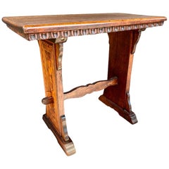 Antique Italian Walnut Baroque Style Dwarf Trestle Table